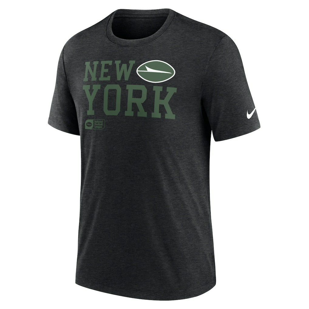 New York Jets Overlap Lockup Tri-Blend T-Shirt - Black T-shirts