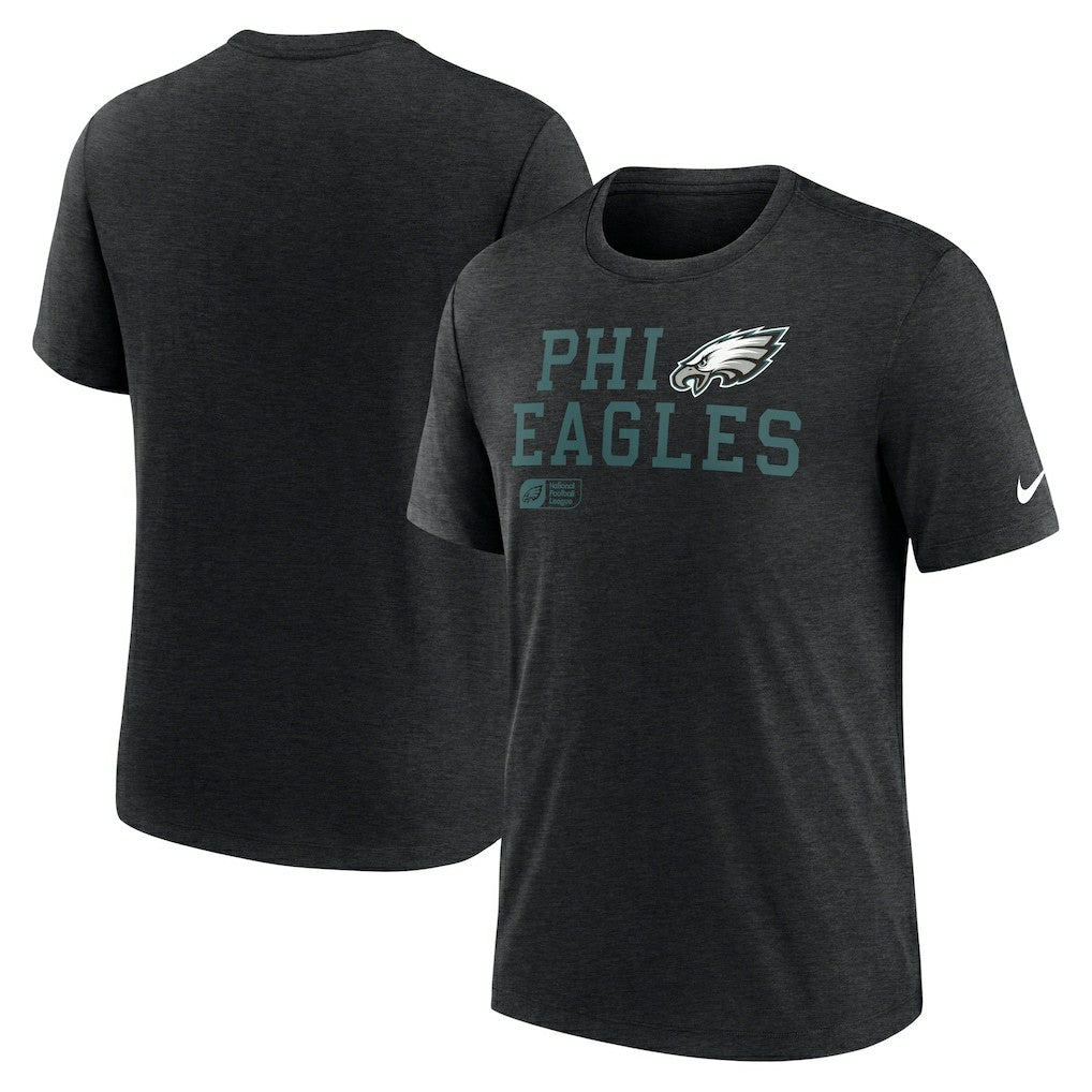 Philadelphia Eagles Overlap Lockup Tri-Blend T-Shirt - Black T-shirts