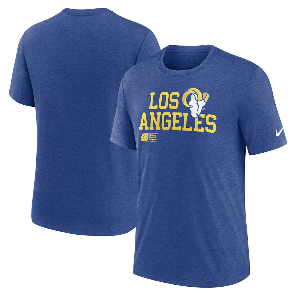 Los Angeles Rams Overlap Lockup Tri-Blend T-Shirt - Royal T-shirts