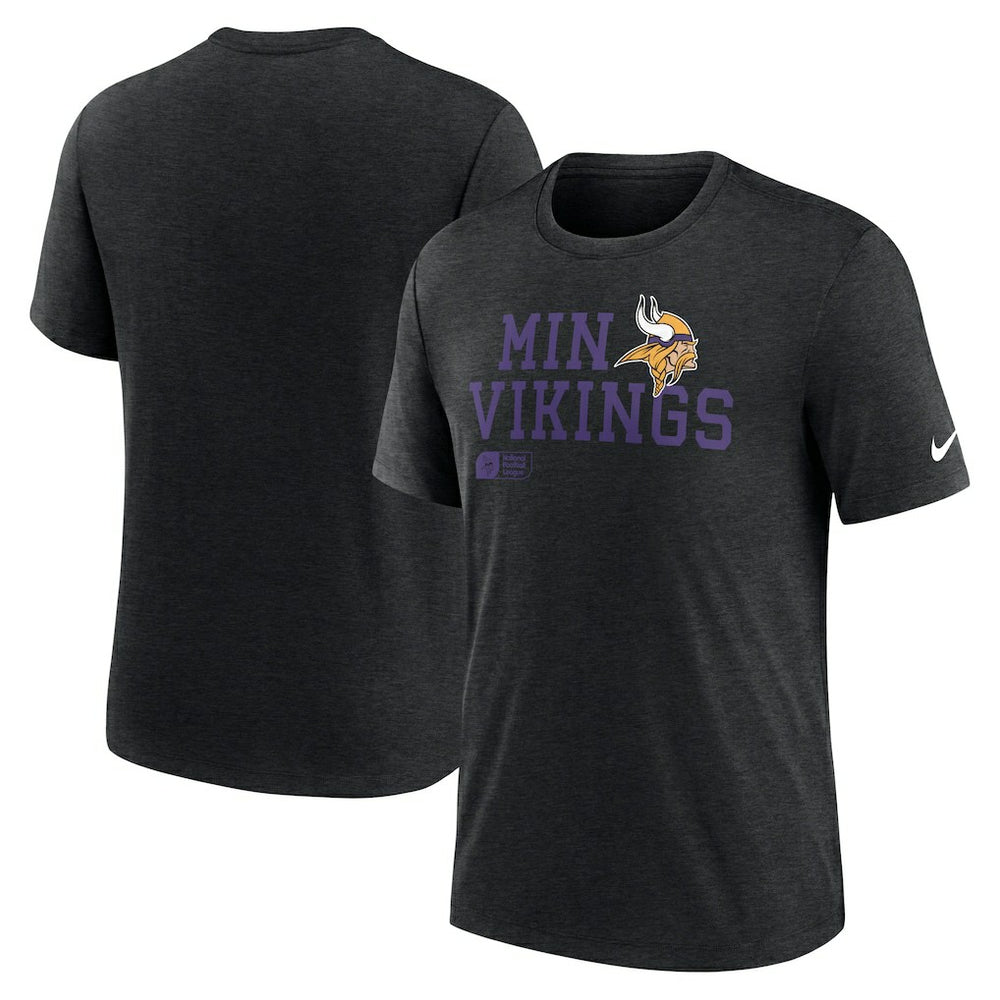 Minnesota Vikings Overlap Lockup Tri-Blend T-Shirt - Black T-shirts