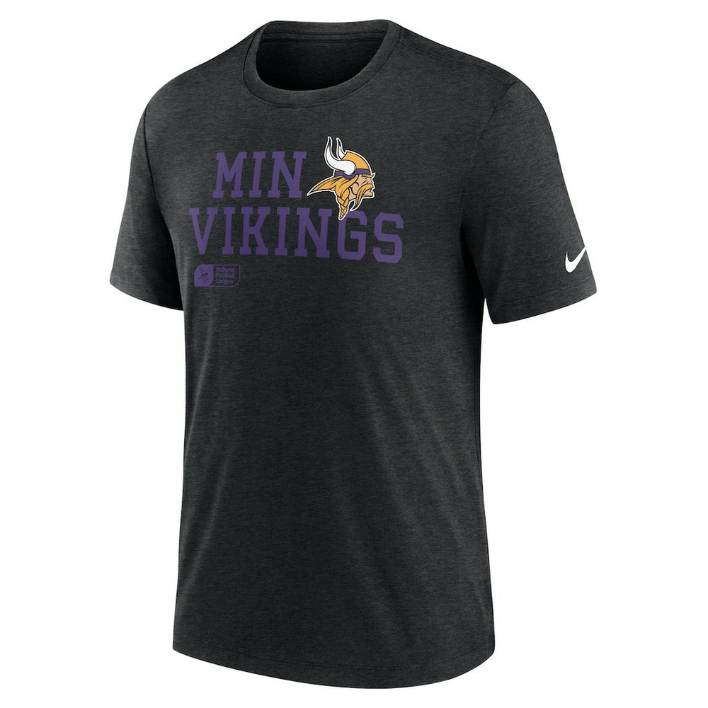 Minnesota Vikings Overlap Lockup Tri-Blend T-Shirt - Black T-shirts