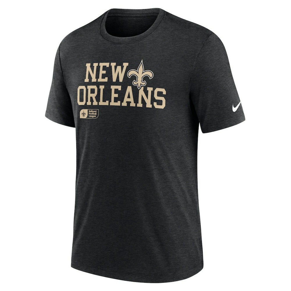 New Orleans Saints Overlap Lockup Tri-Blend T-Shirt - Black T-shirts