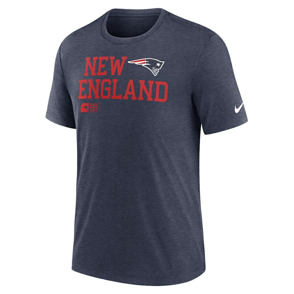 New England Patriots Overlap Lockup Tri-Blend T-Shirt - Navy T-shirts