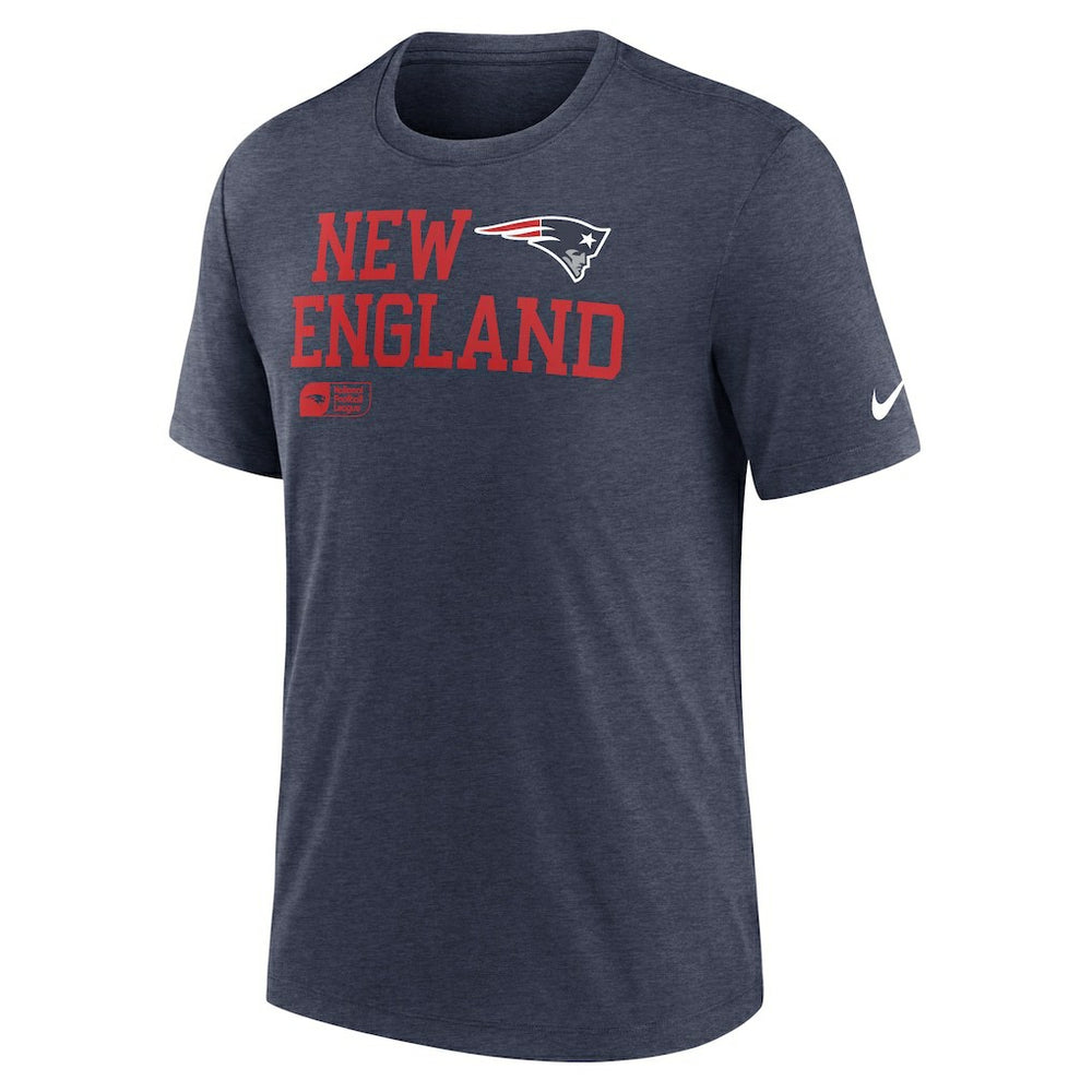 New England Patriots Overlap Lockup Tri-Blend T-Shirt - Navy T-shirts