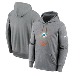 Miami Dolphins Icon Performance Pullover Hoodie - Heather Gray Hoodies