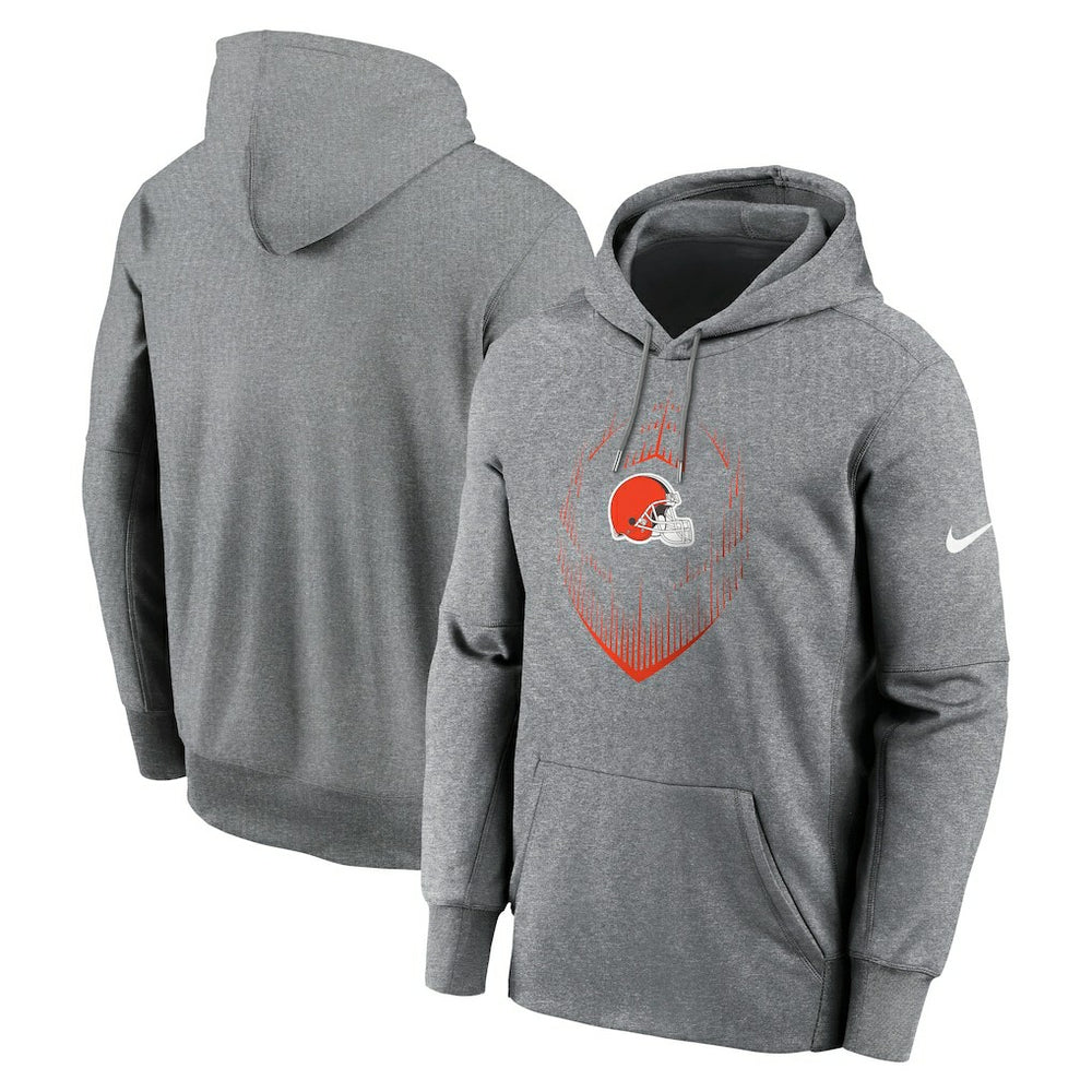 Cleveland Browns Icon Performance Pullover Hoodie - Heather Gray Hoodies
