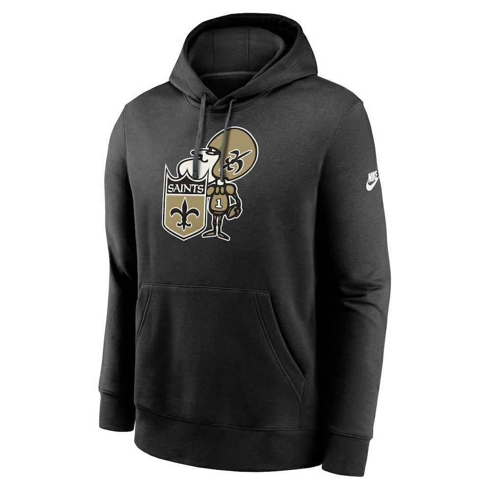 New Orleans Saints Rewind Club Logo Pullover Hoodie - Black Hoodies