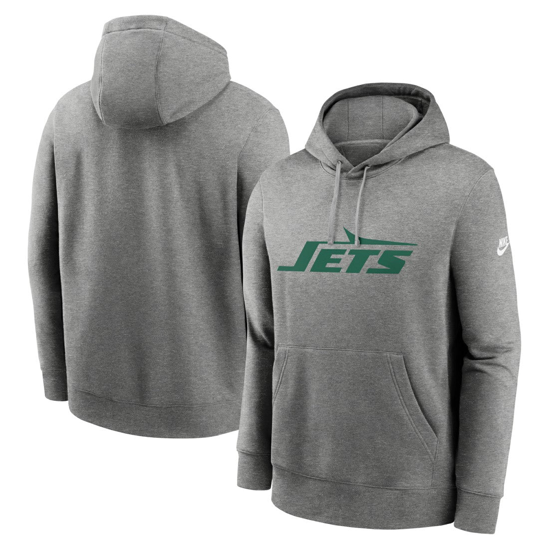 New York Jets Rewind Club Logo Pullover Hoodie - Heather Gray Hoodies