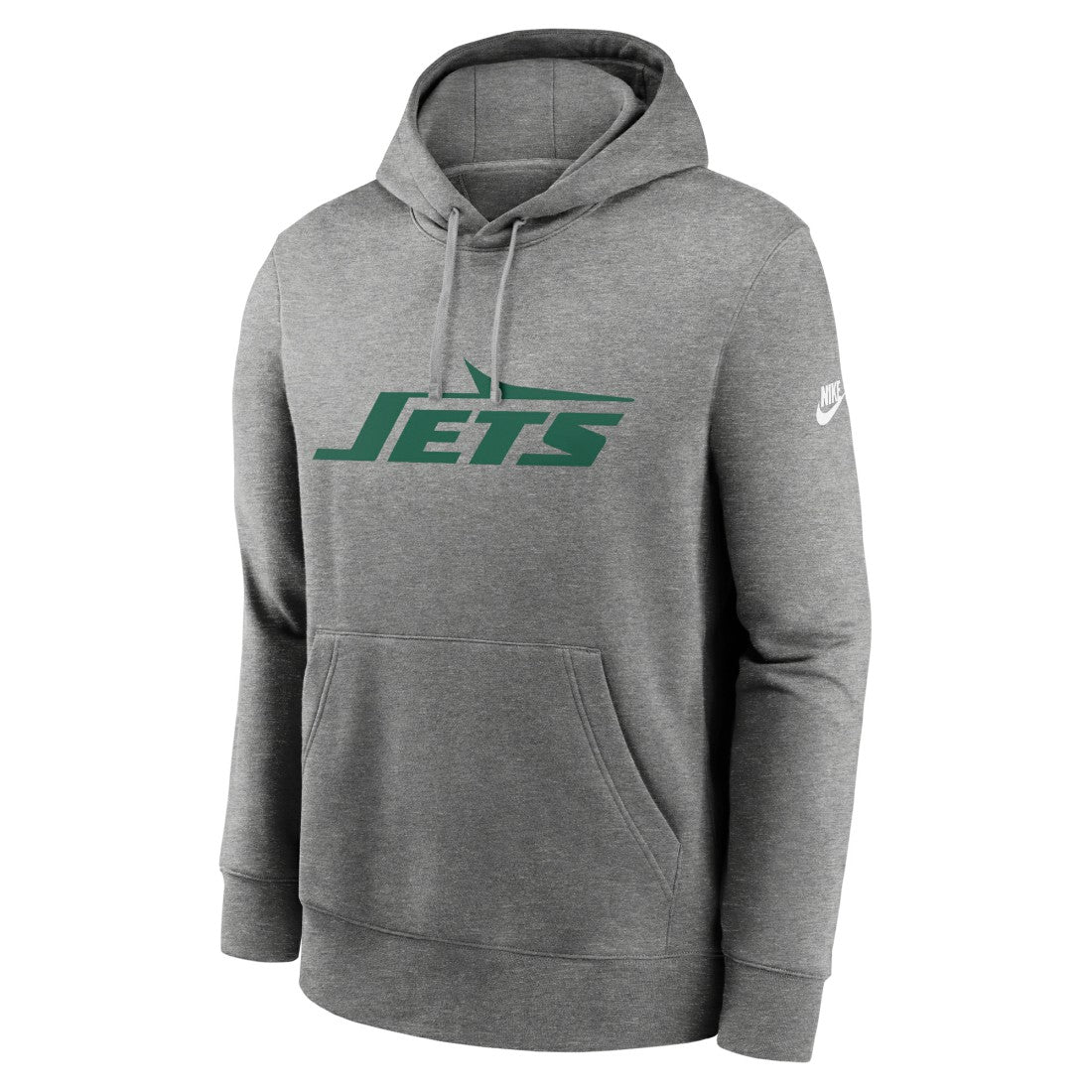 New York Jets Rewind Club Logo Pullover Hoodie - Heather Gray Hoodies