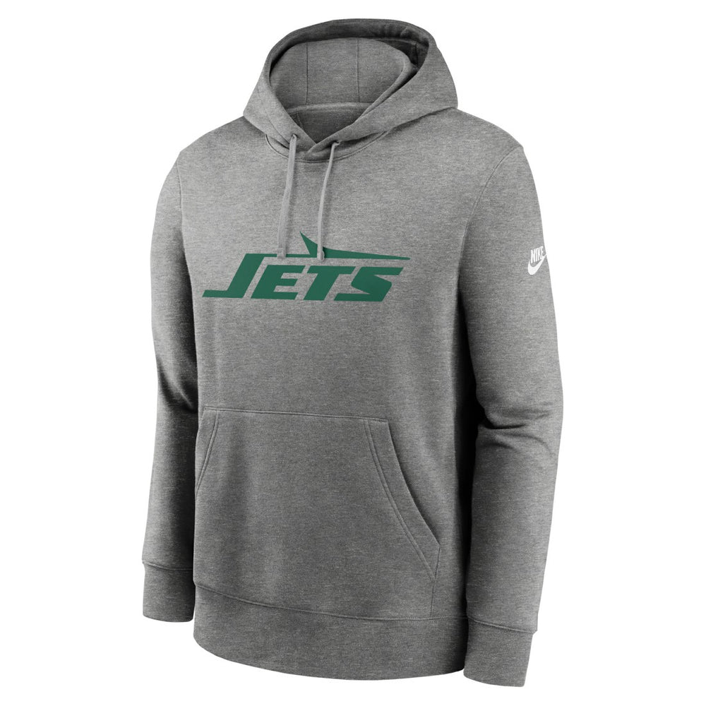 New York Jets Rewind Club Logo Pullover Hoodie - Heather Gray Hoodies