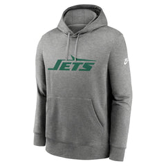 New York Jets Rewind Club Logo Pullover Hoodie - Heather Gray Hoodies