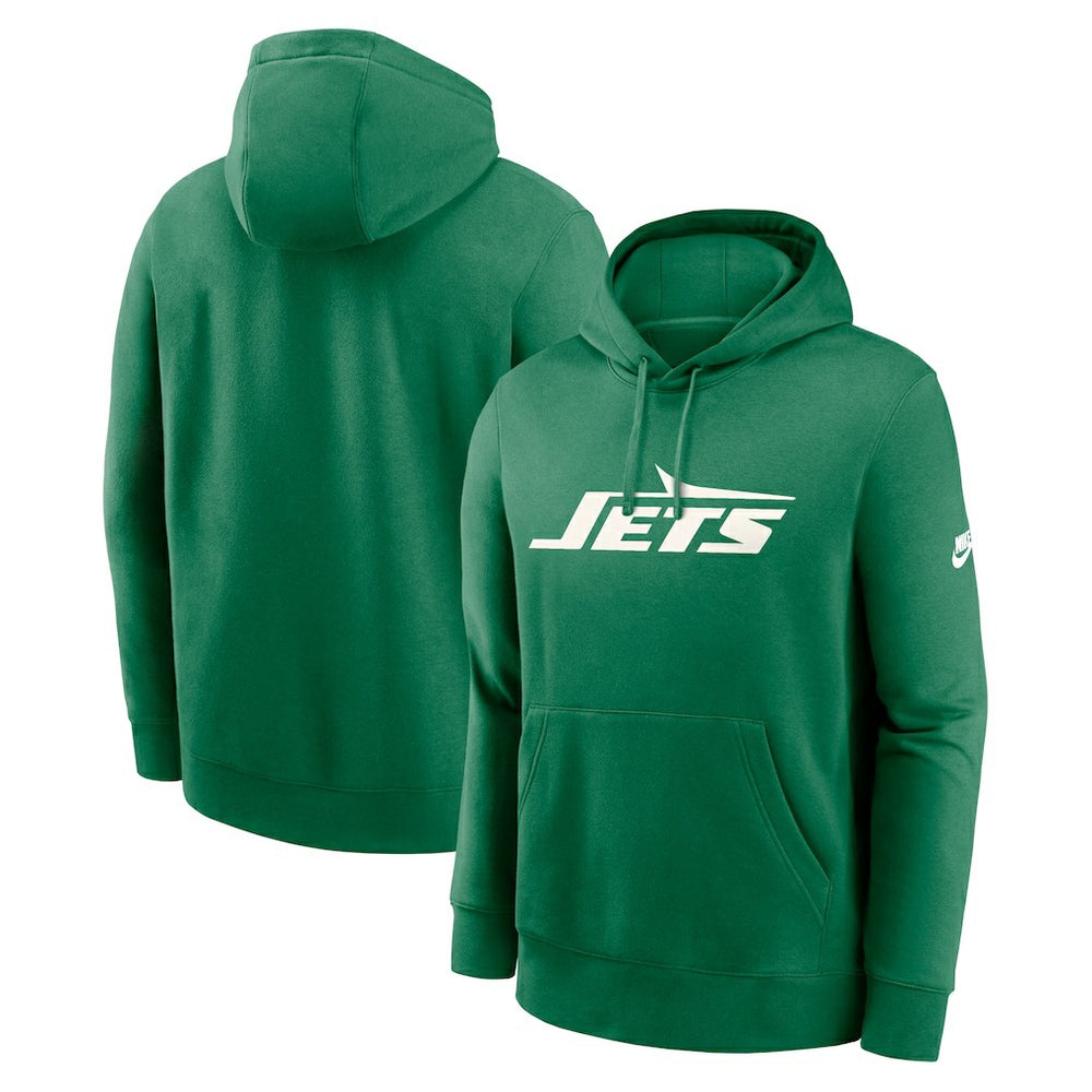 New York Jets Rewind Club Logo Pullover Hoodie - Kelly Green Hoodies