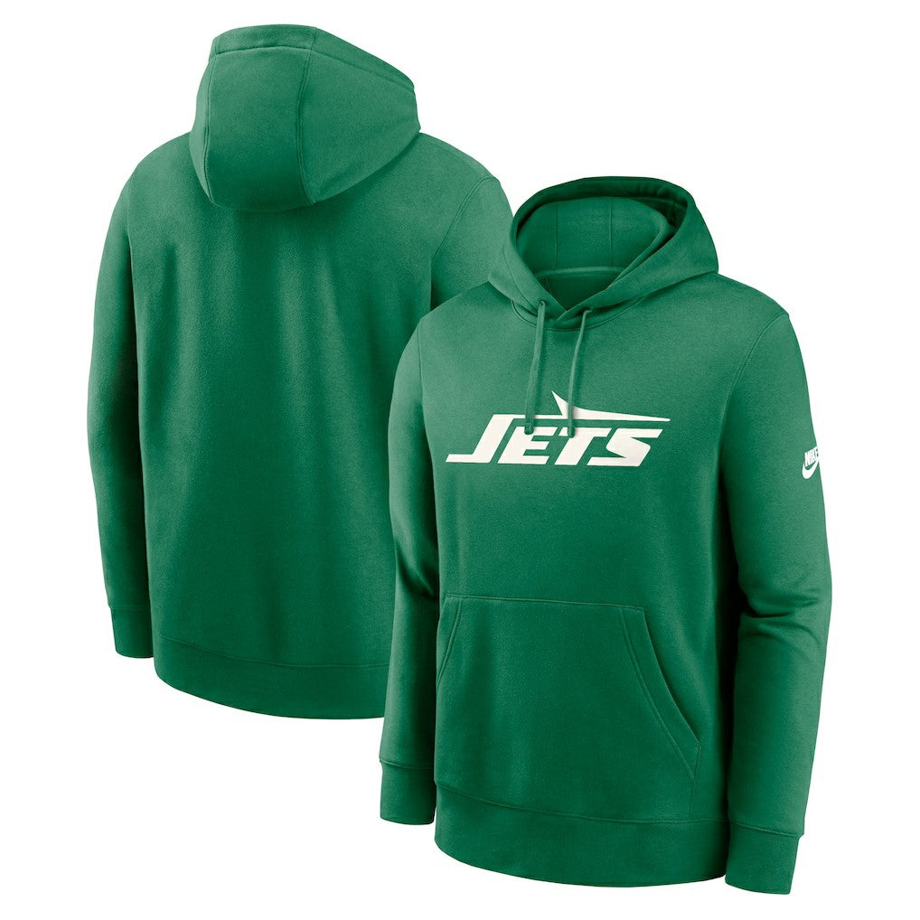 New York Jets Rewind Club Logo Pullover Hoodie - Kelly Green Hoodies