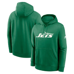 New York Jets Rewind Club Logo Pullover Hoodie - Kelly Green Hoodies
