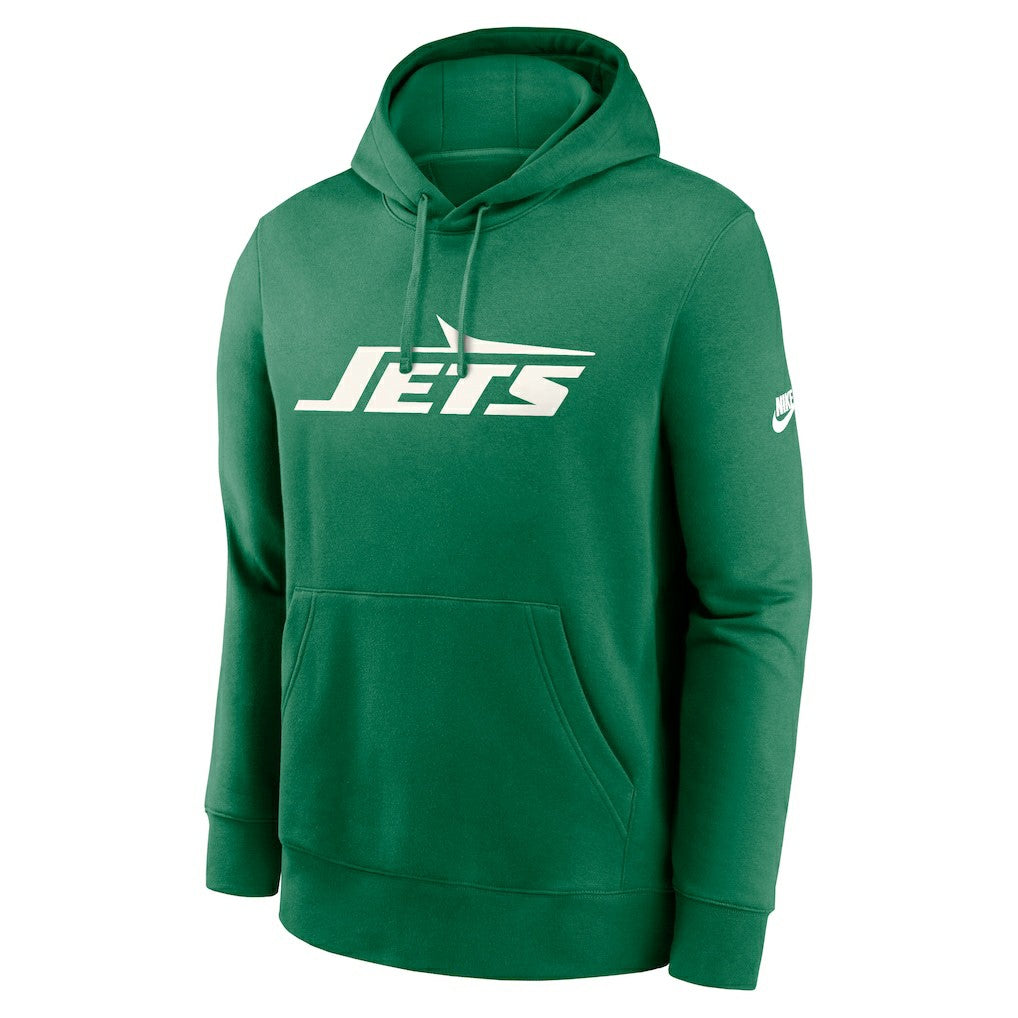 New York Jets Rewind Club Logo Pullover Hoodie - Kelly Green Hoodies