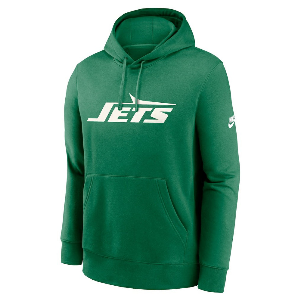 New York Jets Rewind Club Logo Pullover Hoodie - Kelly Green Hoodies