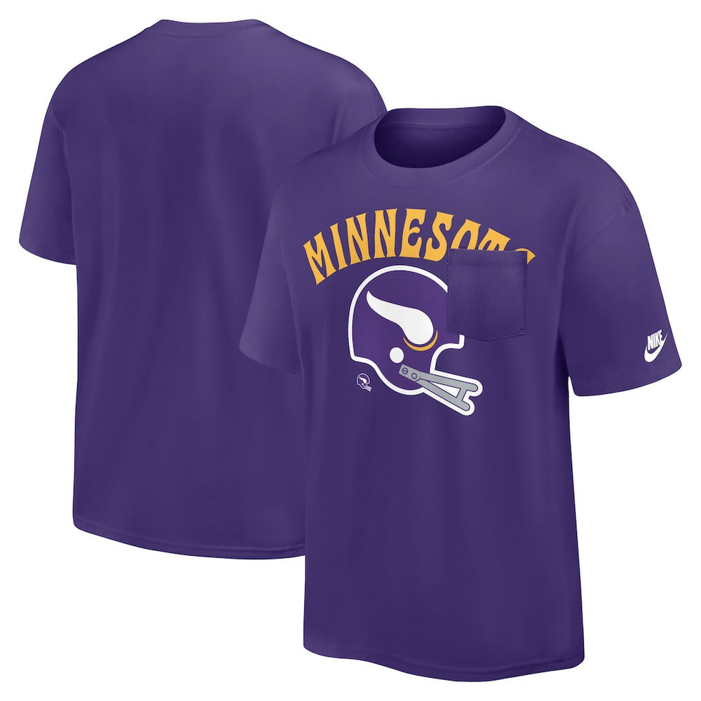 Minnesota Vikings Rewind Heavy Max90 Pocket T-Shirt - Purple T-shirts