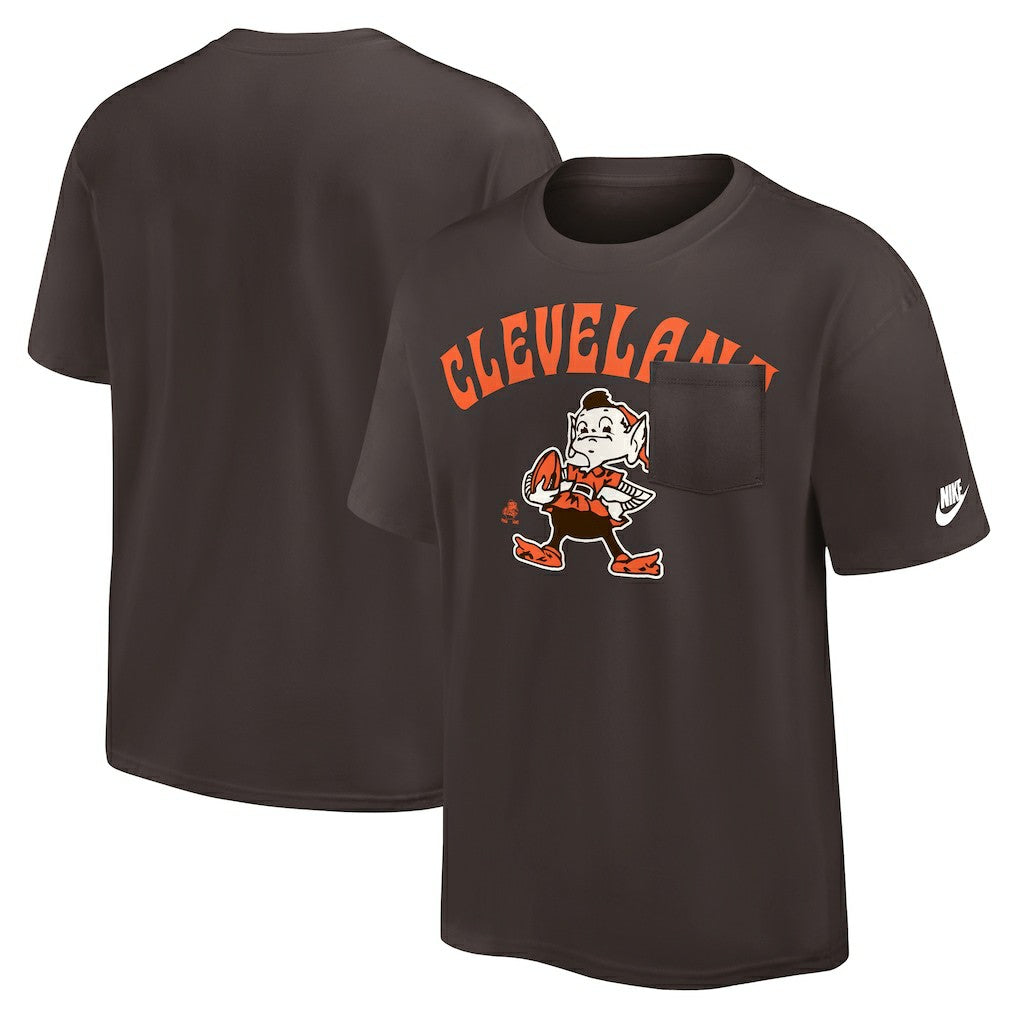 Cleveland Browns Rewind Heavy Max90 Pocket T-Shirt - Brown T-shirts