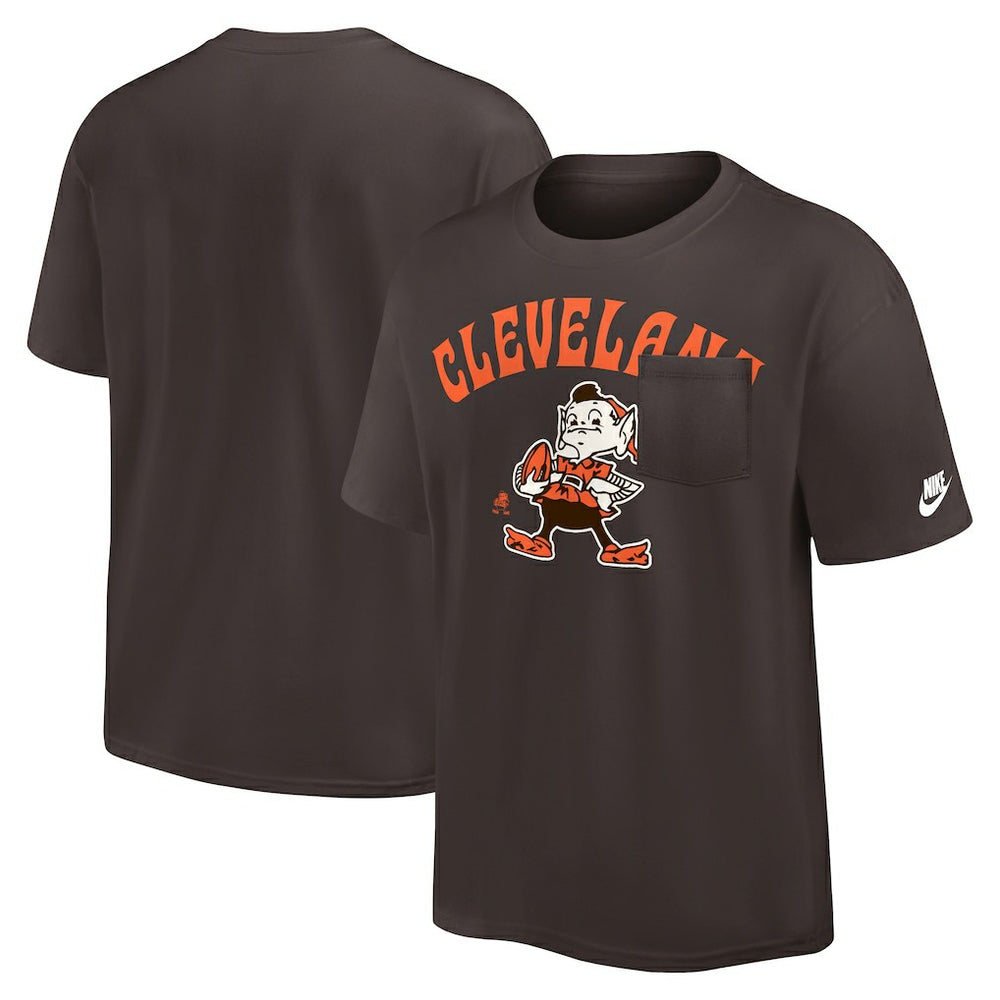 Cleveland Browns Rewind Heavy Max90 Pocket T-Shirt - Brown T-shirts