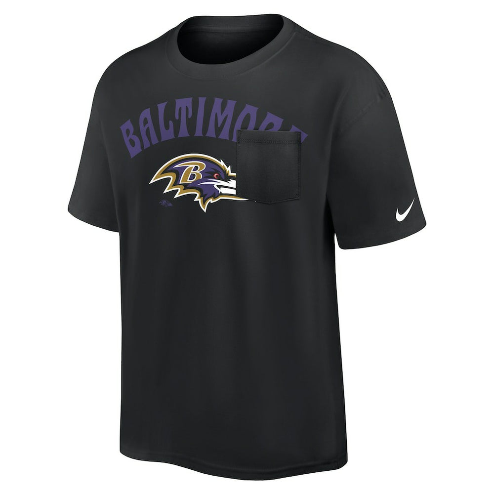 Baltimore Ravens Rewind Heavy Max90 Pocket T-Shirt - Black T-shirts