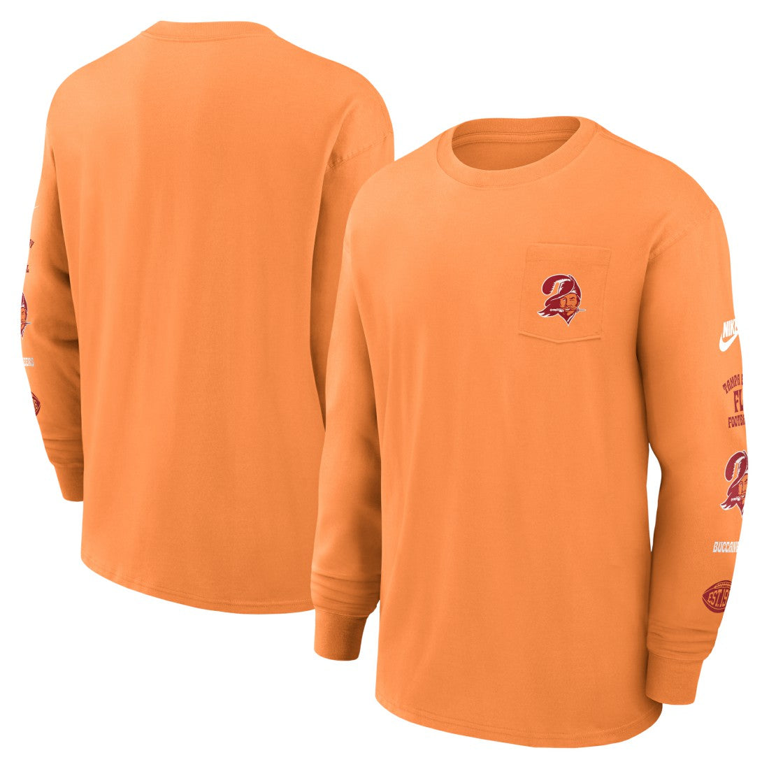 Tampa Bay Buccaneers Rewind Heavy Max90 Pocket Long Sleeve T-Shirt - Orange T-shirts