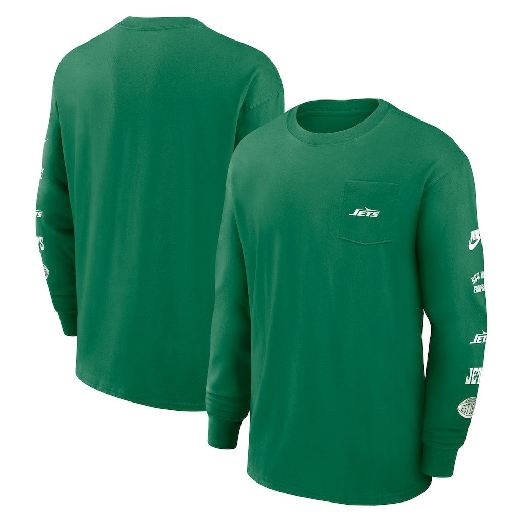 New York Jets Rewind Heavy Max90 Pocket Long Sleeve T-Shirt - Green T-shirts