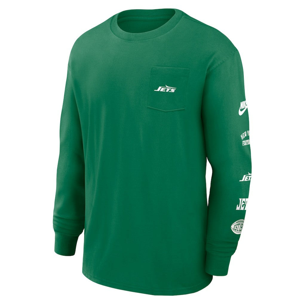 New York Jets Rewind Heavy Max90 Pocket Long Sleeve T-Shirt - Green T-shirts