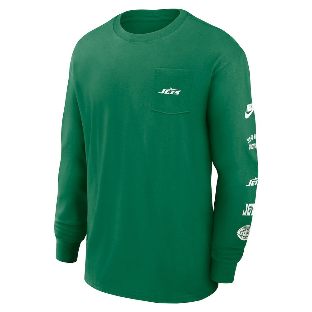 New York Jets Rewind Heavy Max90 Pocket Long Sleeve T-Shirt - Green T-shirts