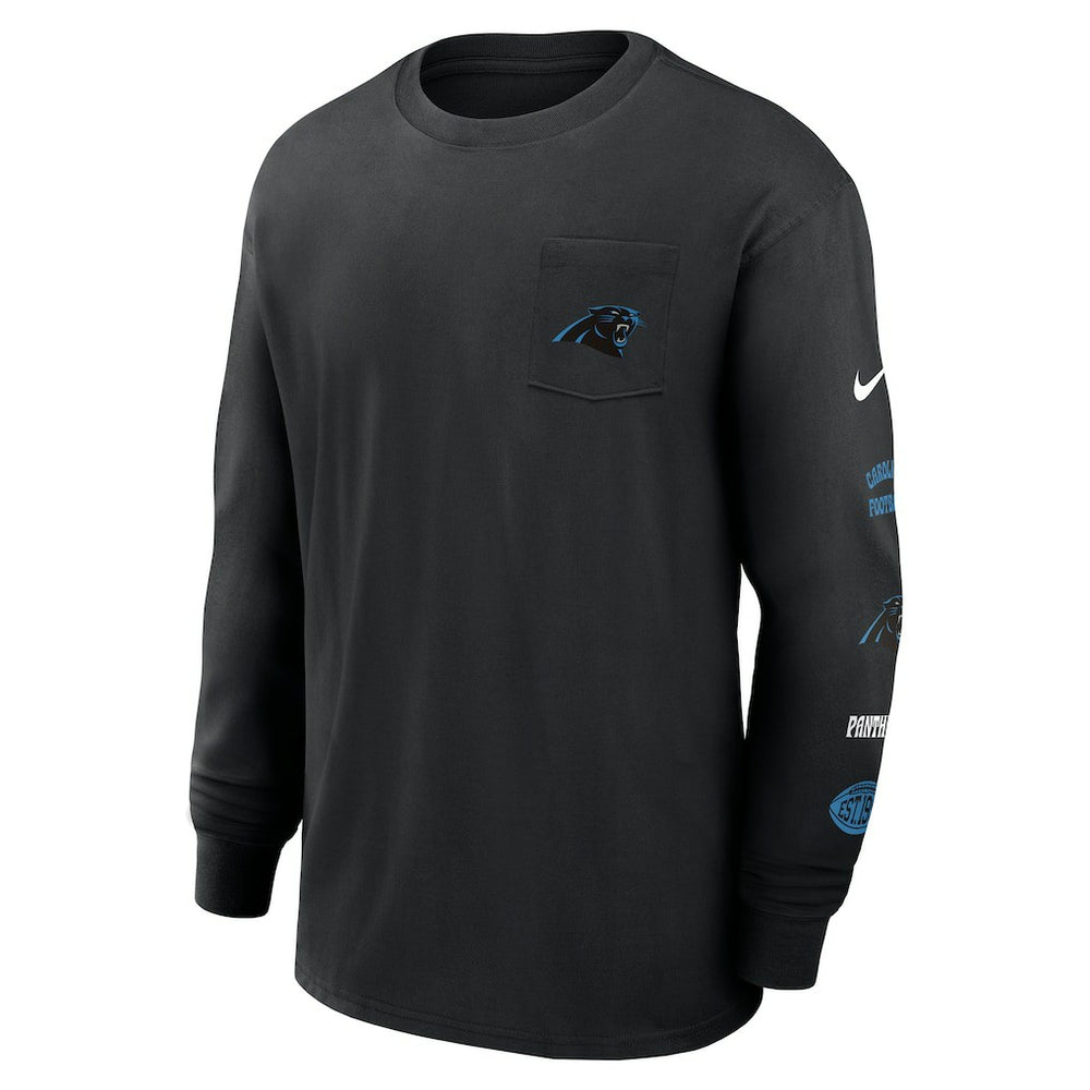 Carolina Panthers Rewind Heavy Max90 Pocket Long Sleeve T-Shirt - Black T-shirts