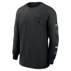 Carolina Panthers Rewind Heavy Max90 Pocket Long Sleeve T-Shirt - Black T-shirts