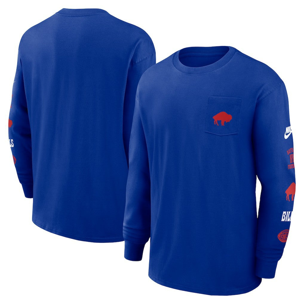 Buffalo Bills Rewind Heavy Max90 Pocket Long Sleeve T-Shirt - Royal T-shirts