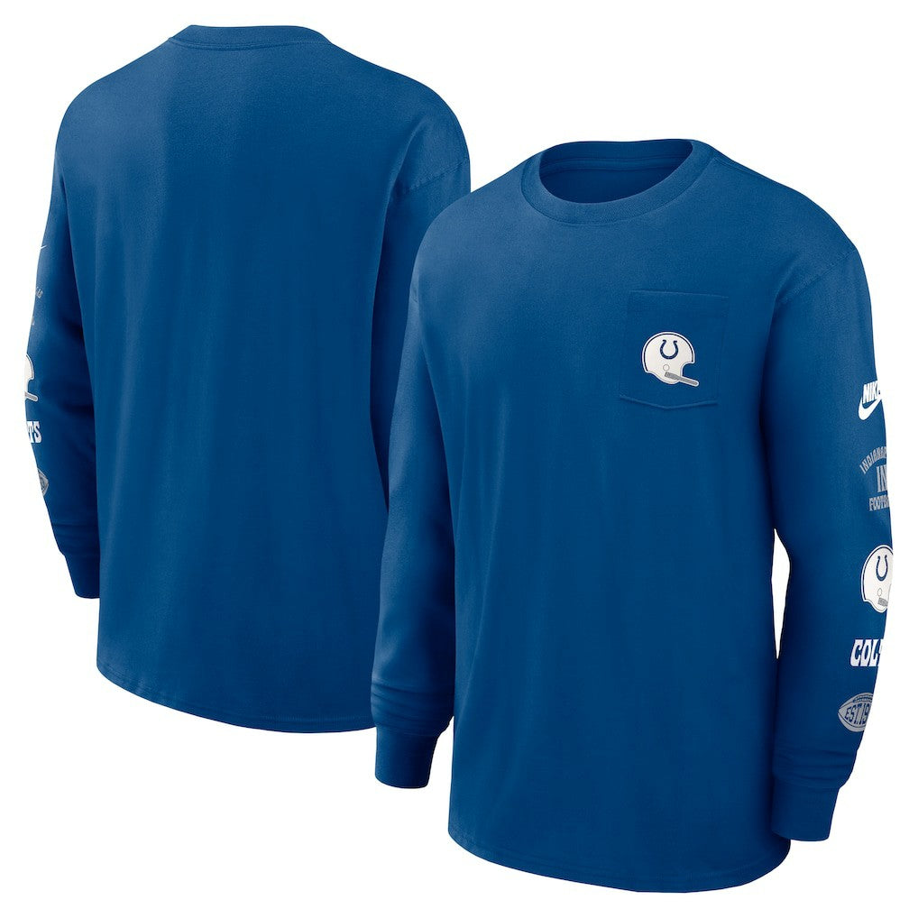 Indianapolis Colts Rewind Heavy Max90 Pocket Long Sleeve T-Shirt - Royal T-shirts