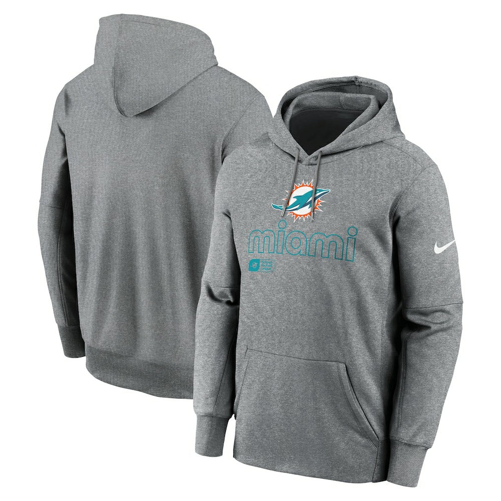 Miami Dolphins Big & Tall Performance Pullover Hoodie - Heather Gray Hoodies