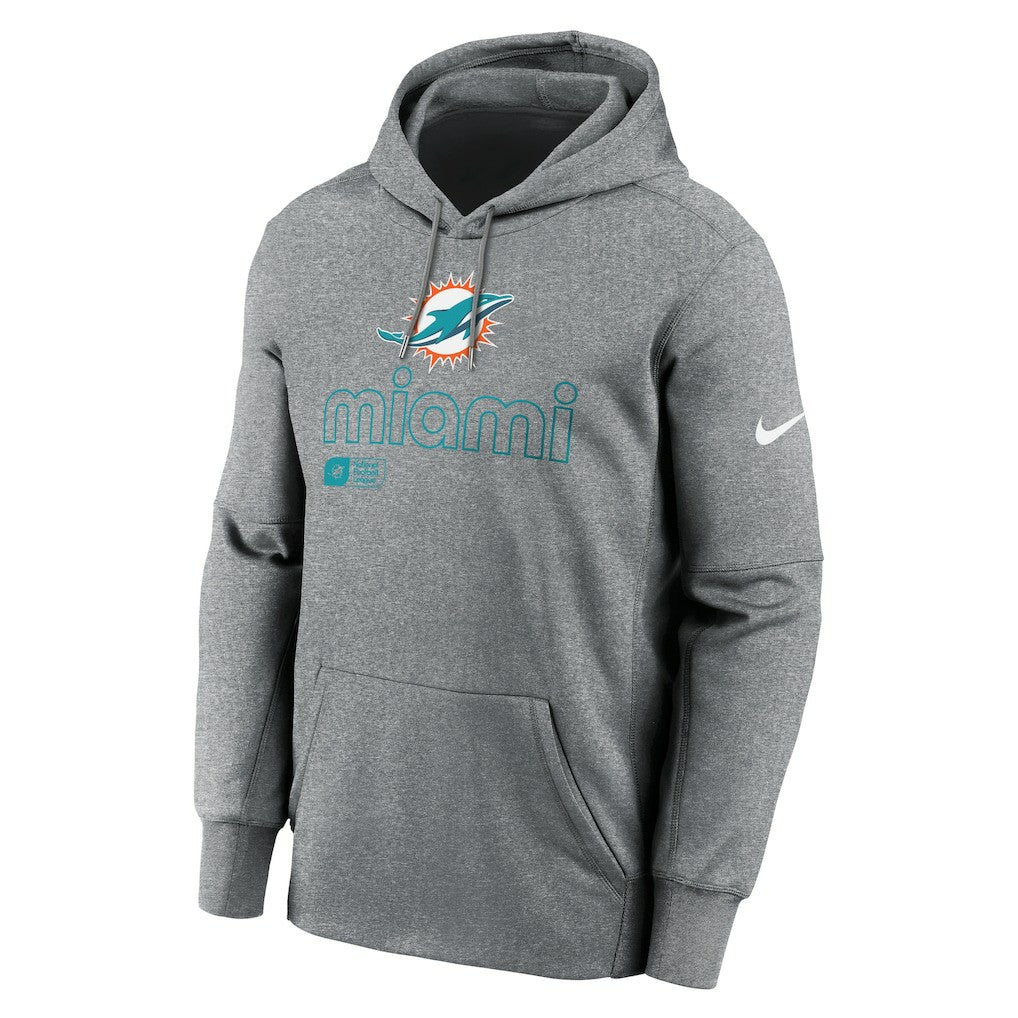 Miami Dolphins Big & Tall Performance Pullover Hoodie - Heather Gray Hoodies
