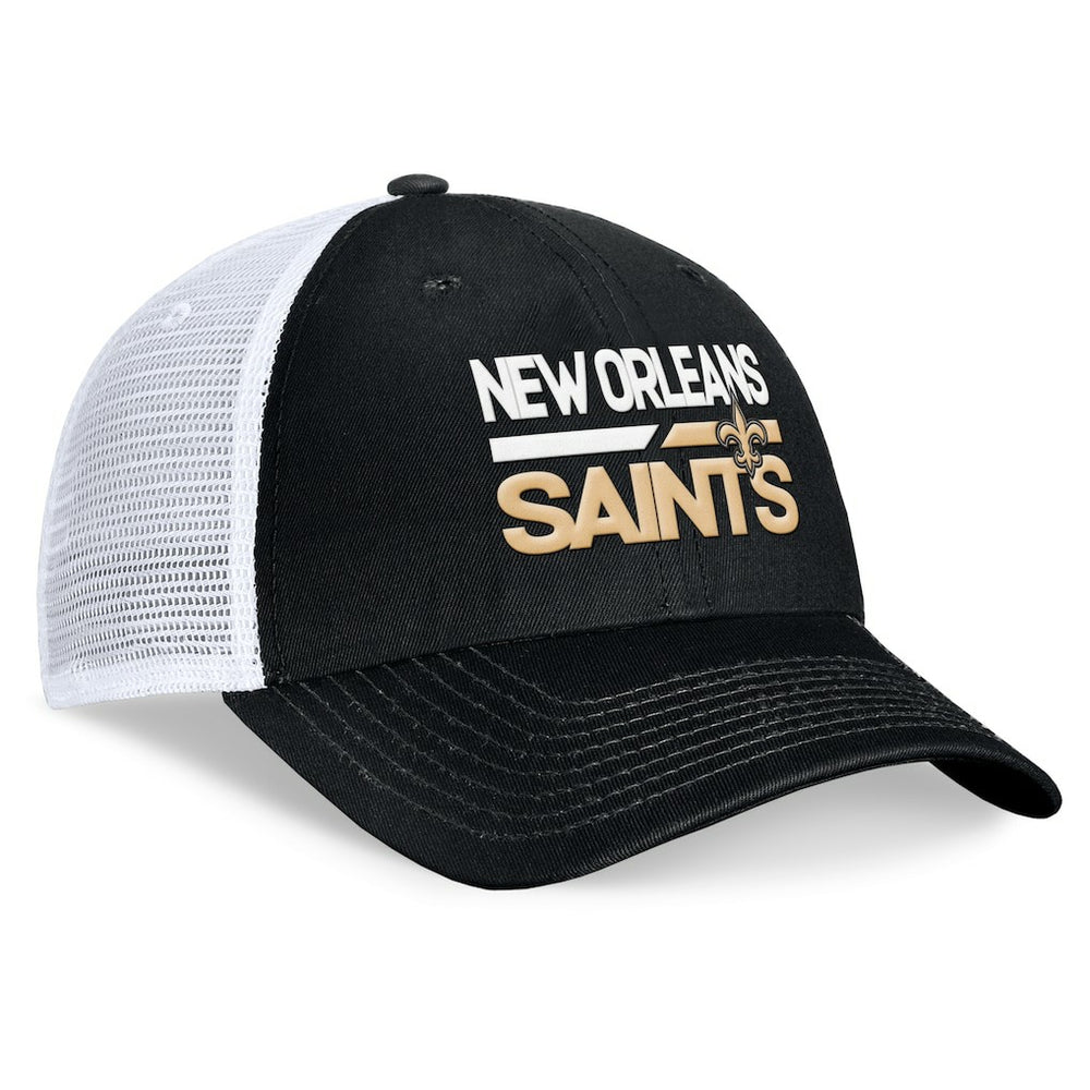 New Orleans Saints Upper Trucker Adjustable Hat - Black/White Hats