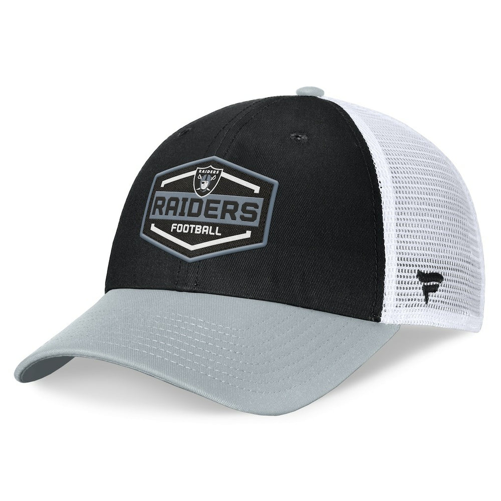 Las Vegas Raiders Bench Trucker Adjustable Hat - Black/Silver Hats