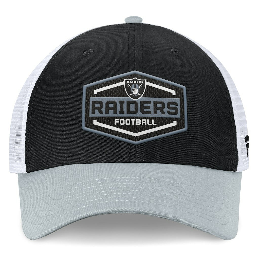 Las Vegas Raiders Bench Trucker Adjustable Hat - Black/Silver Hats
