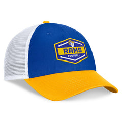 Los Angeles Rams Bench Trucker Adjustable Hat - Royal/Gold Hats