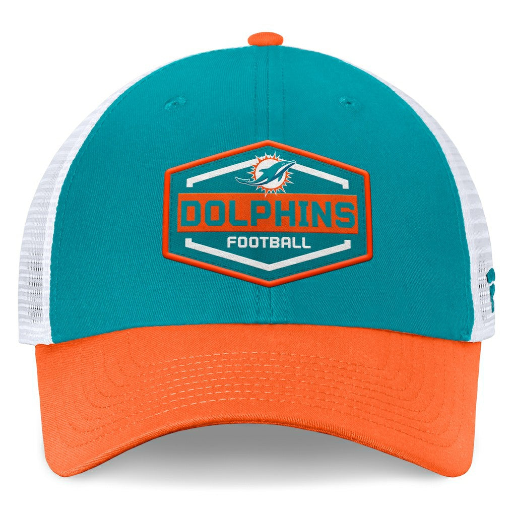Miami Dolphins Bench Trucker Adjustable Hat - Aqua/Orange Hats