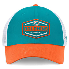 Miami Dolphins Bench Trucker Adjustable Hat - Aqua/Orange Hats