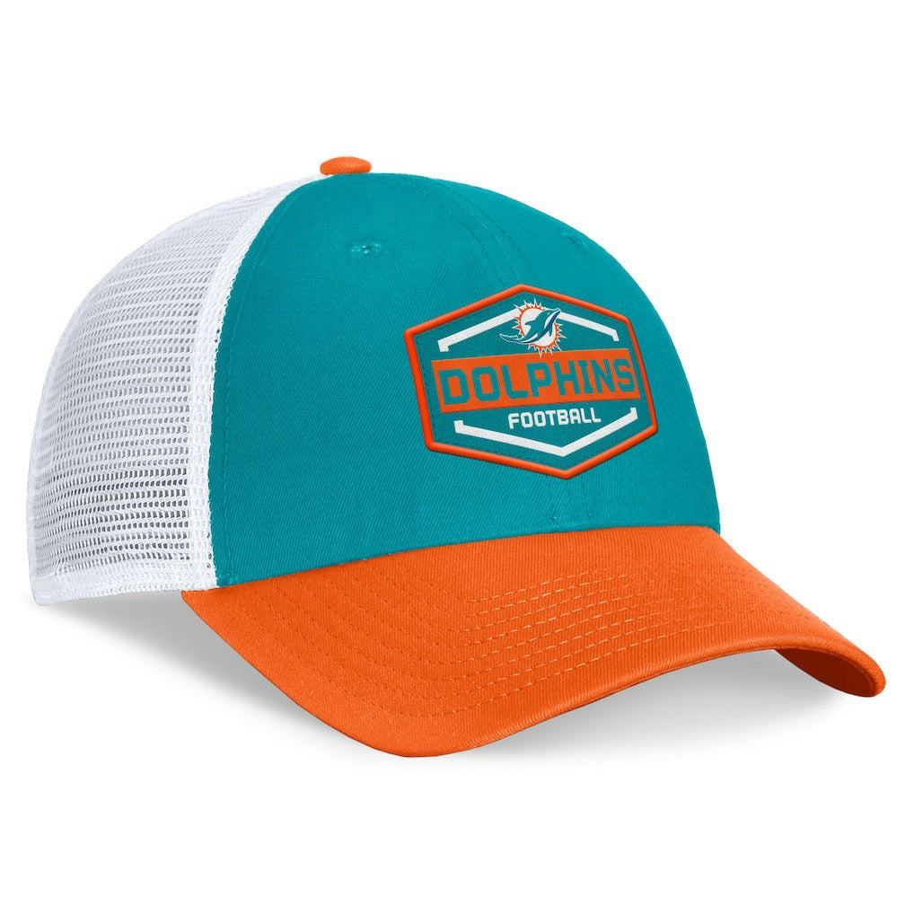Miami Dolphins Bench Trucker Adjustable Hat - Aqua/Orange Hats