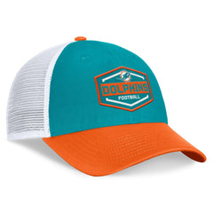 Miami Dolphins Bench Trucker Adjustable Hat - Aqua/Orange Hats