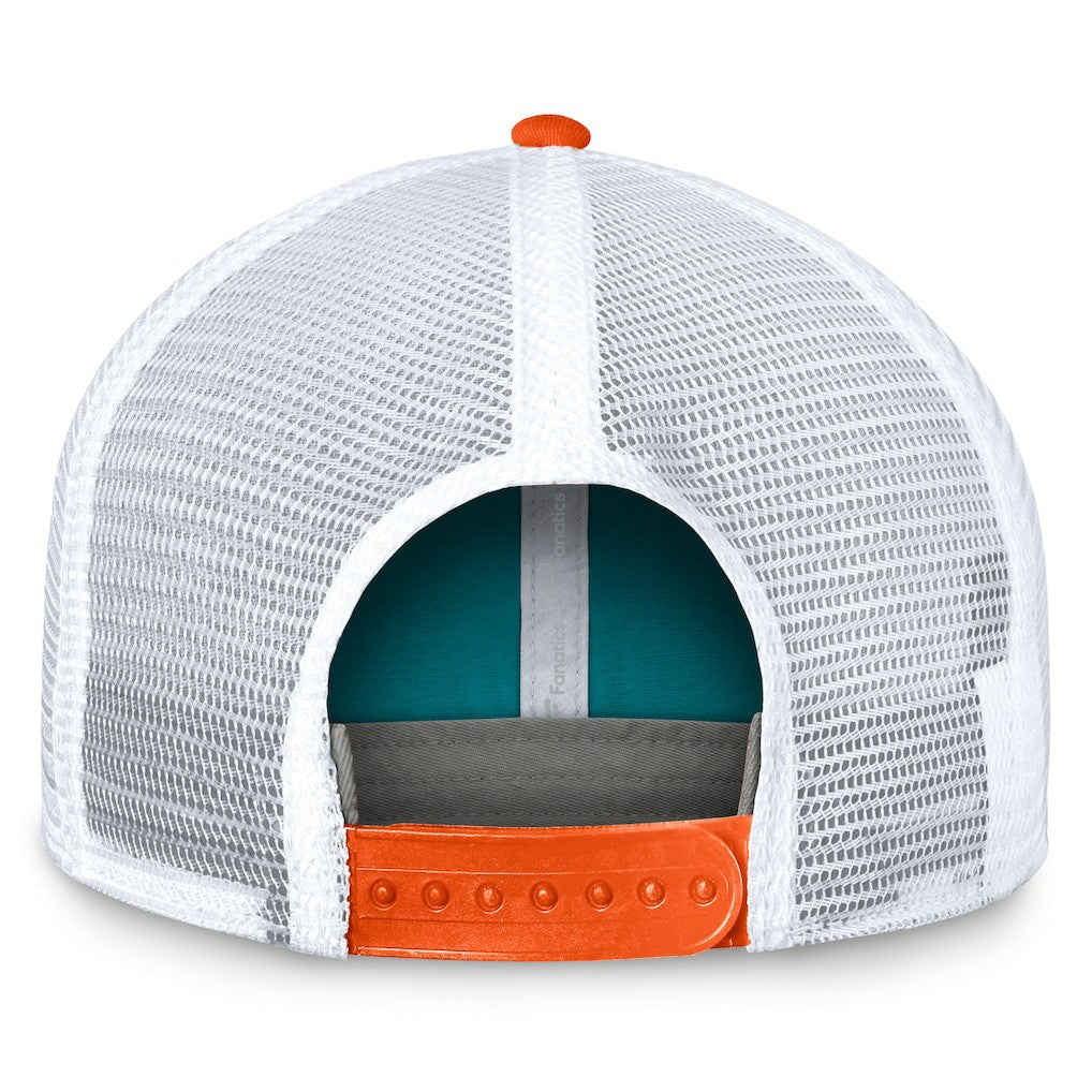 Miami Dolphins Bench Trucker Adjustable Hat - Aqua/Orange Hats