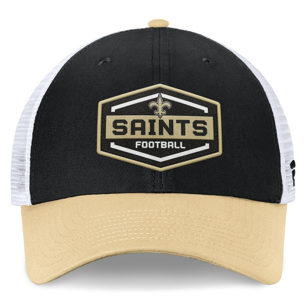 New Orleans Saints Bench Trucker Adjustable Hat - Black/Gold Hats