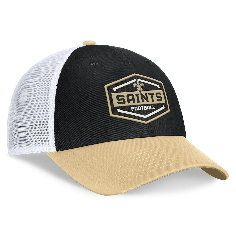 New Orleans Saints Bench Trucker Adjustable Hat - Black/Gold Hats