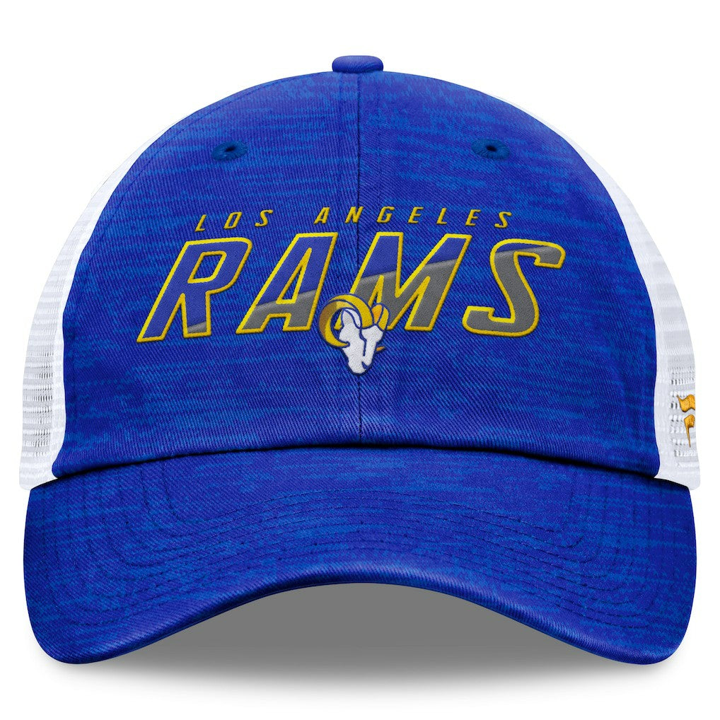Los Angeles Rams Challenge Trucker Adjustable Hat - Heather Royal Hats