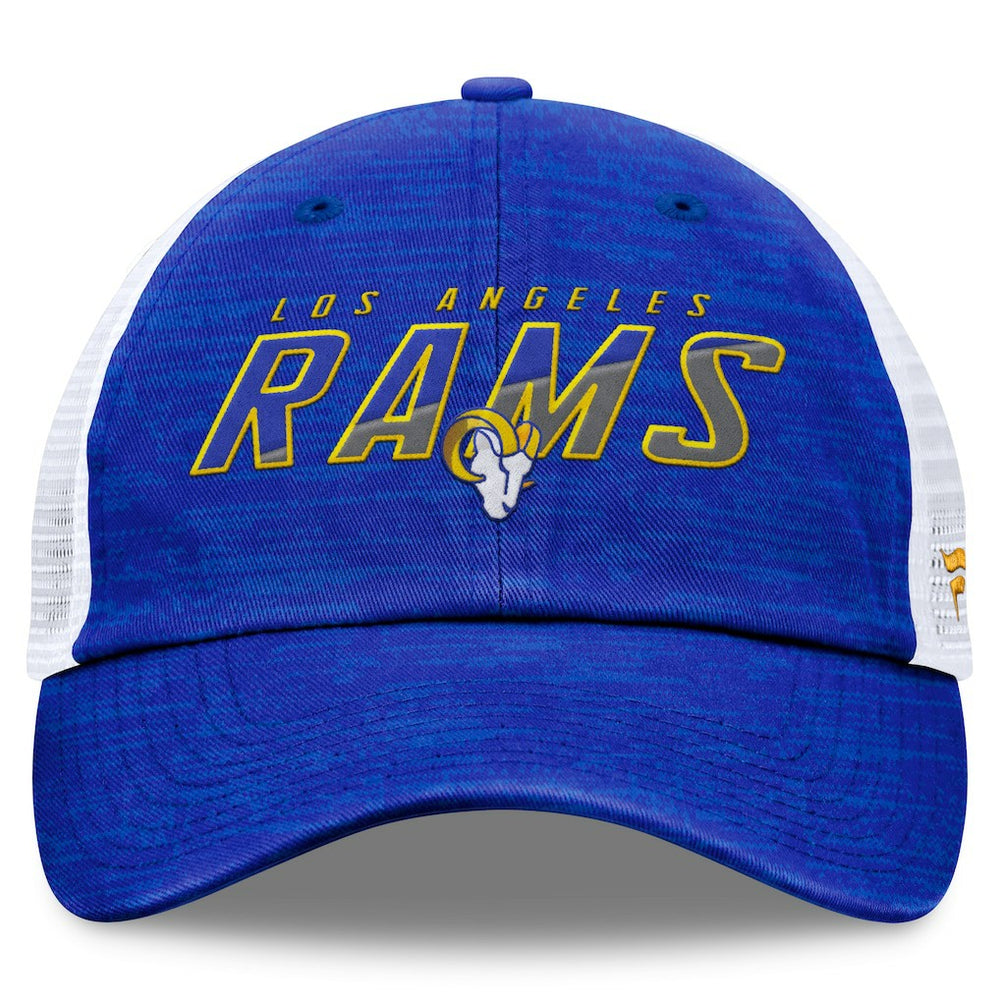 Los Angeles Rams Challenge Trucker Adjustable Hat - Heather Royal Hats