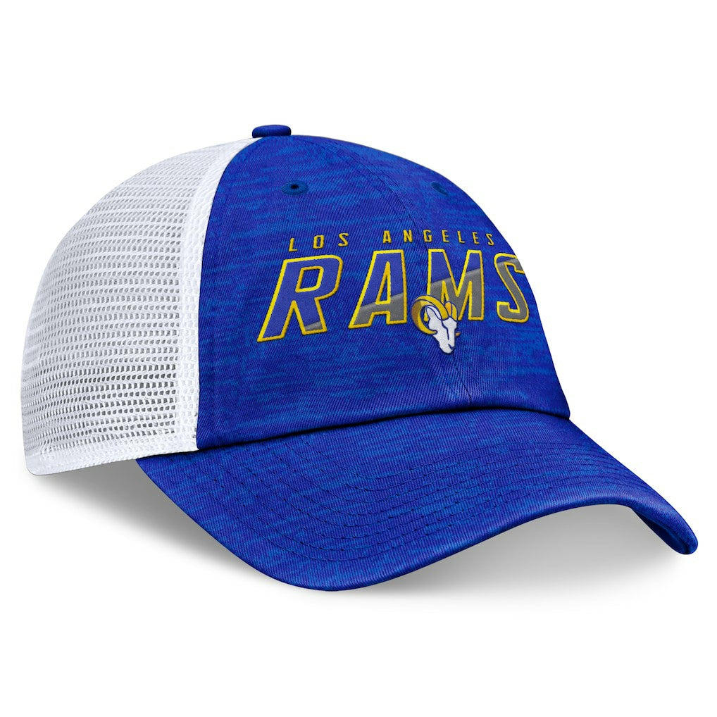 Los Angeles Rams Challenge Trucker Adjustable Hat - Heather Royal Hats