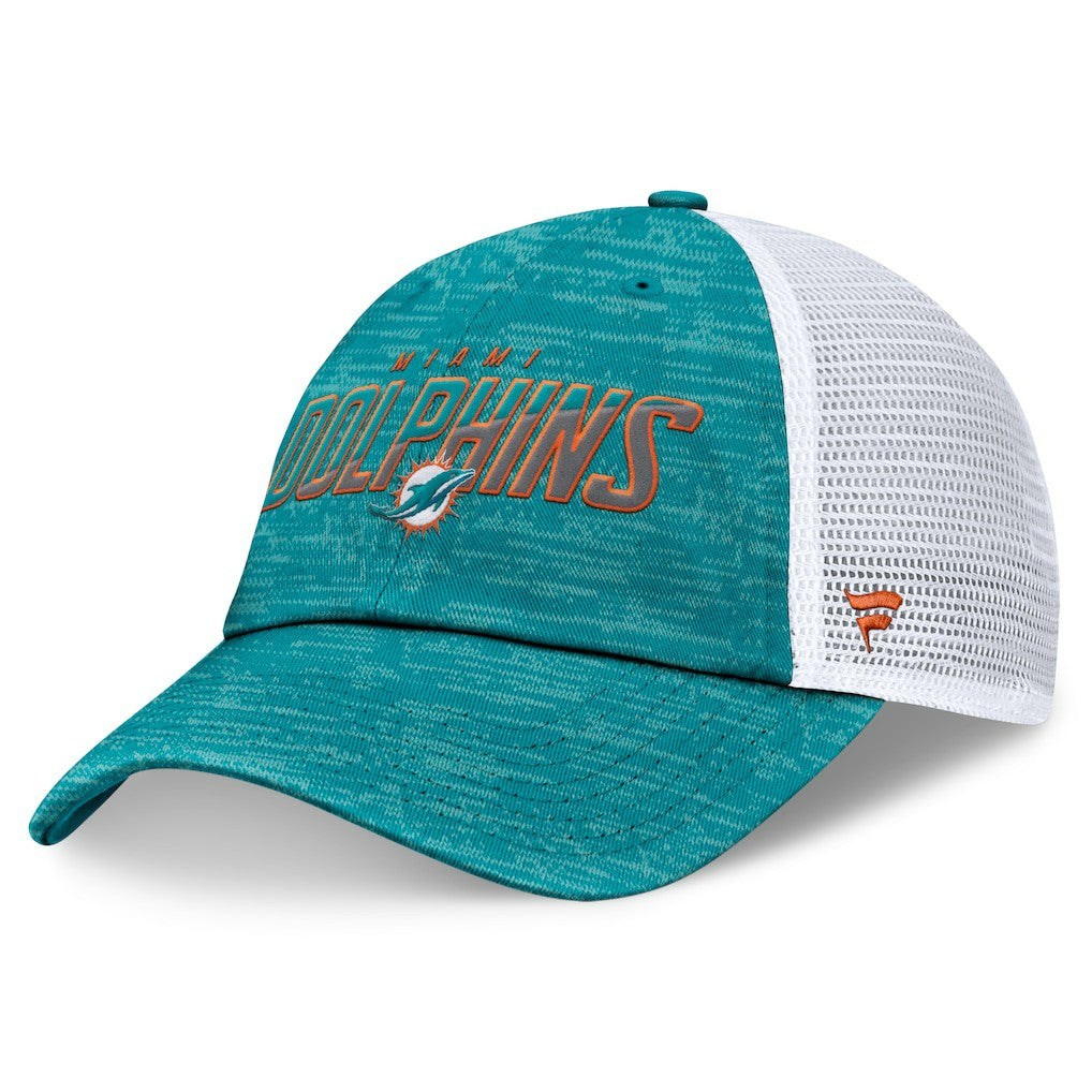 Miami Dolphins Challenge Trucker Adjustable Hat - Heather Aqua Hats