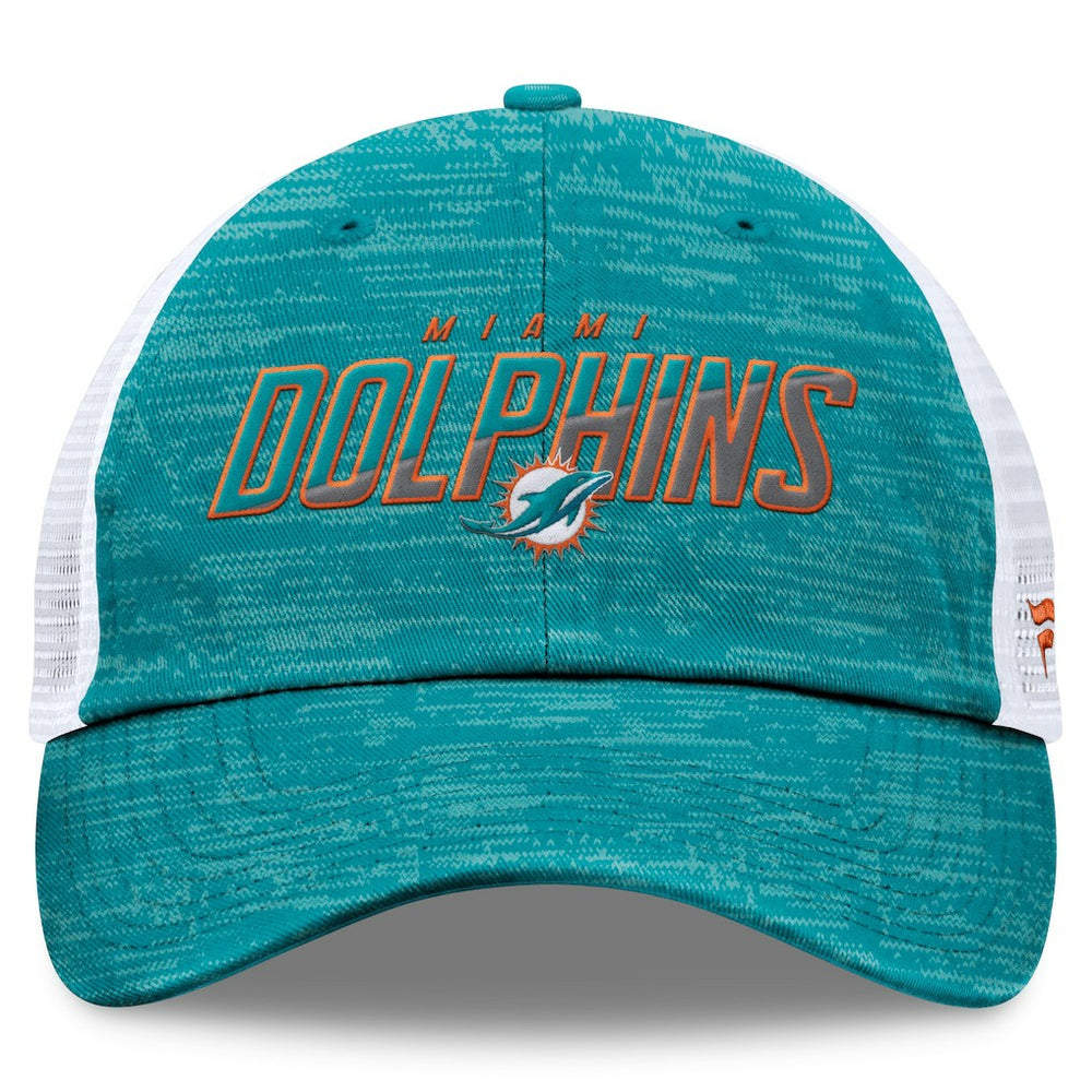 Miami Dolphins Challenge Trucker Adjustable Hat - Heather Aqua Hats